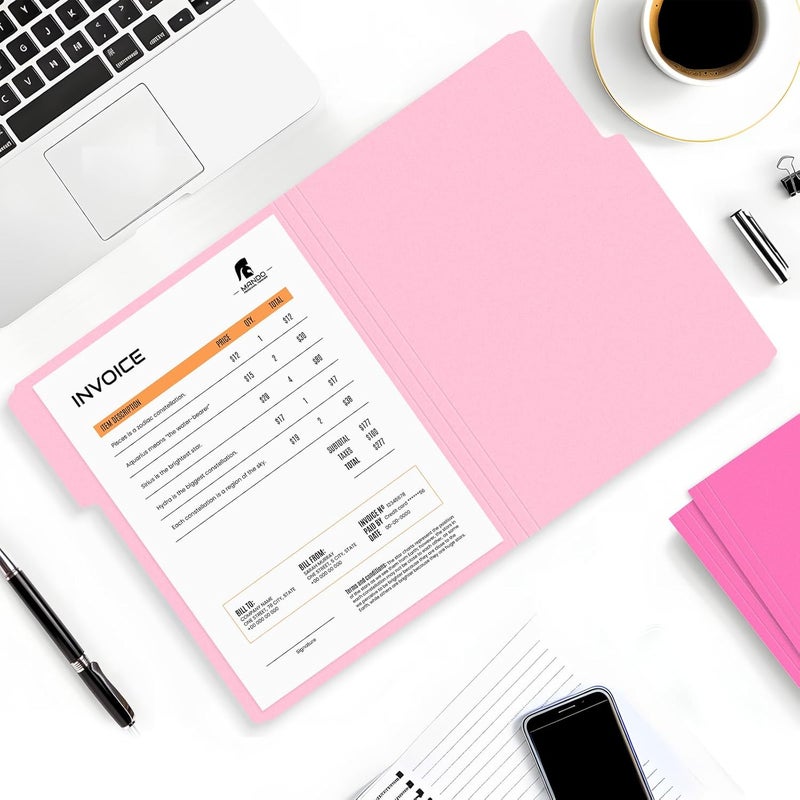 SUNEE File Folders, 30 Pack Manilla Folders 8.5 x 11, Colored File Folders Home Office School Supplies for Documents Files Paper, Neon Pink - Image 2